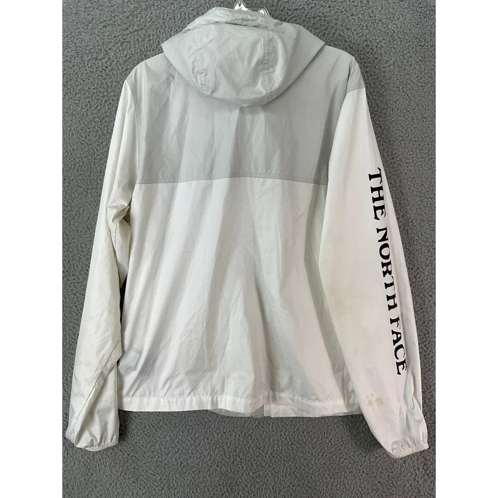 The North Face Windbreaker Jacket Mens M White Grey Good Sleeve Logo Full Zip